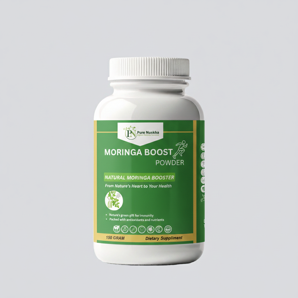 Pure Nuskha Moringa Boost natural moringa leaf powder, 499g pack