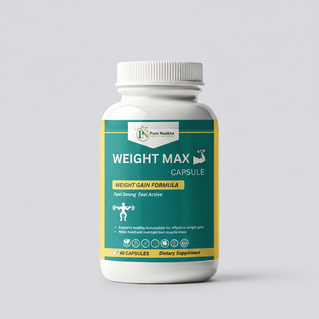 Pure Nuskha Weight Max herbal capsules bottle, 60 capsules